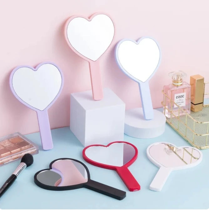 Cherry Heart Handle Mirror Hand With a Mirror to Carry Around Cute Little Mirror for Girls Dressing