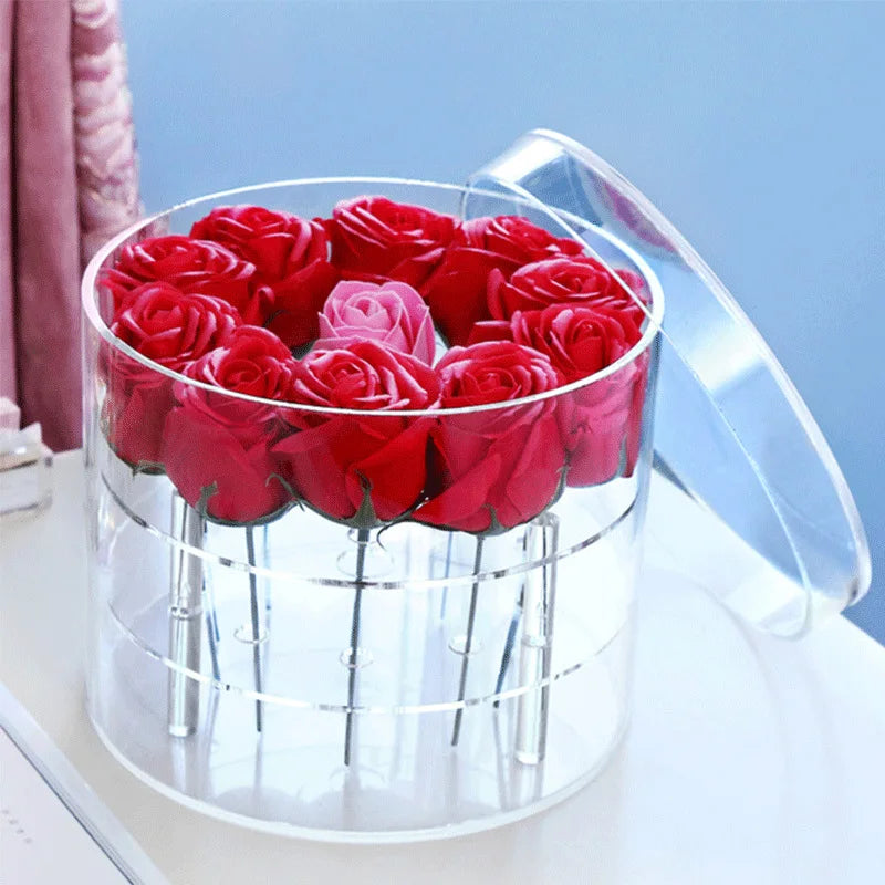 Clear Acrylic Customizable Color Logo Rose Decoration Box for Mother's Day Valentine's Day Thanksgiving-Preserved Flower Jewelry
