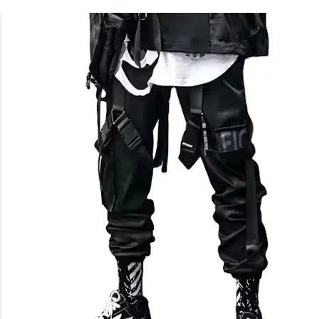 Joggers Cargo Broek Voor Mannen Casual Hip Hop Hit Kleur Pocket Mannelijke Broek Joggingbroek Streetwear Linten Techwear Broek