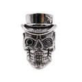 Fashion Jewelry Punk Hip Hop Magician Gentleman Gothic Skull Rings Stainless Steel Hat Ghost Head Man Ring