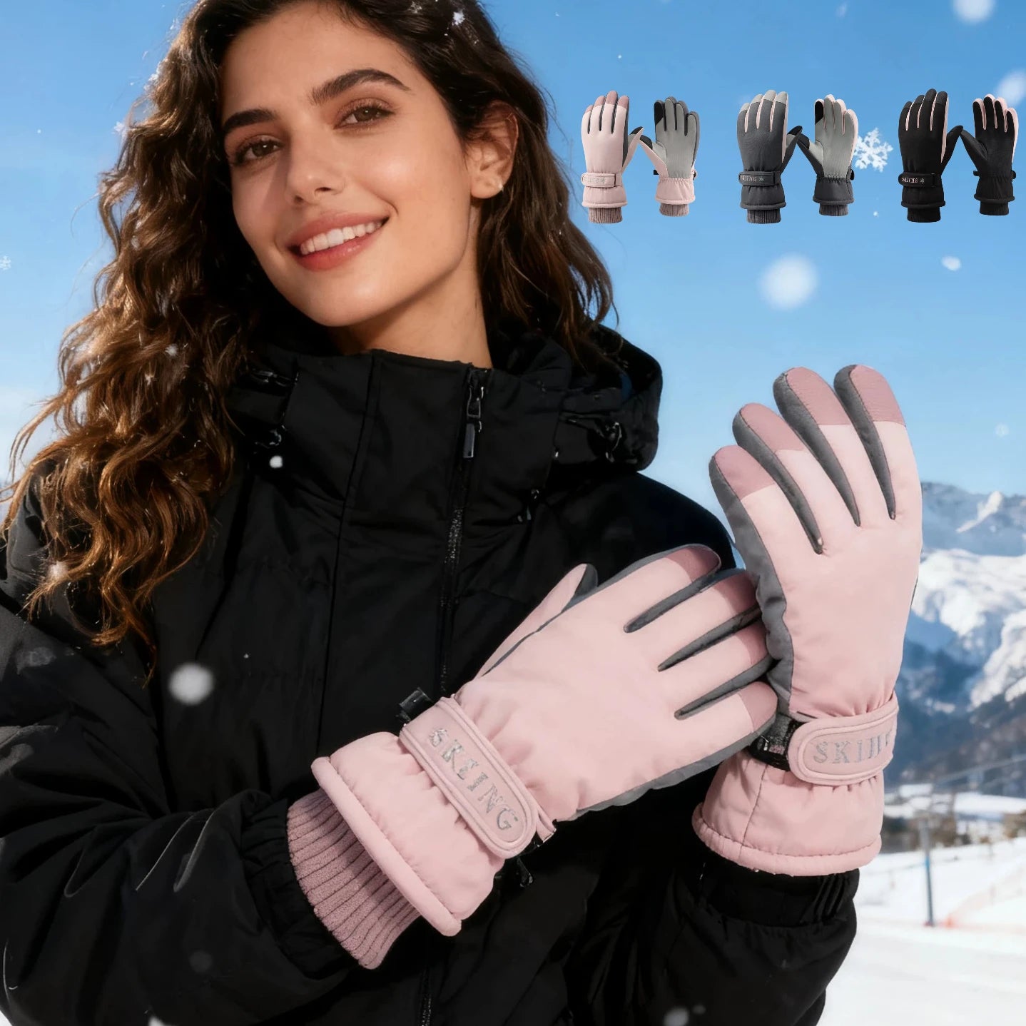 Custom Thicken Girls Outdoor Snow Snowboard Thermal Winter Waterproof Women Ski Gloves