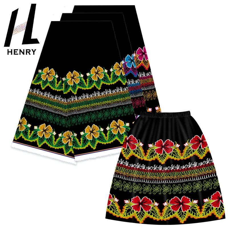 Henry Islander Style Printing Digital Polyester Micronesia Skirt Fabrics for Garment Leisure Luxury Lady Mumu Dress