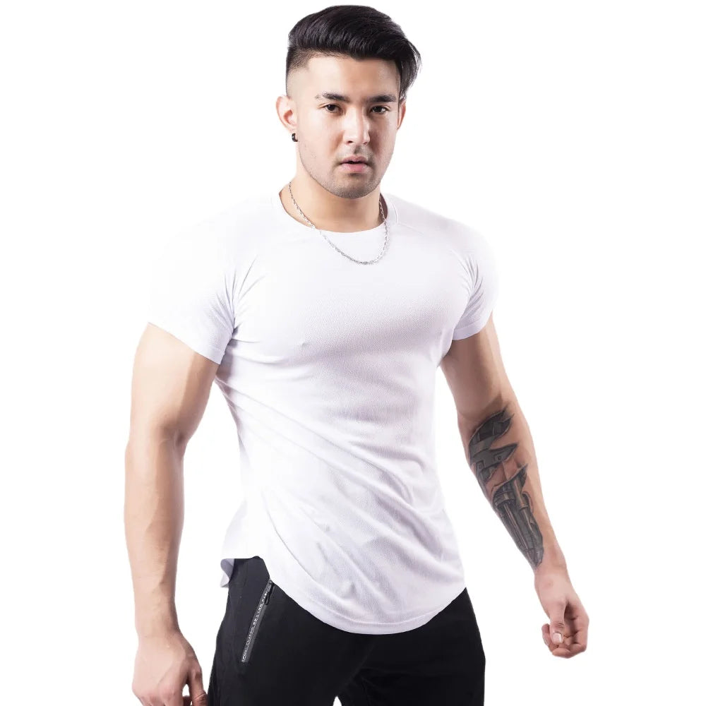 Men's Summer Reversible Quick Dry Breathable Spandex Fitness Gym Workout T-Shirt Crew Neck Short Sleeve Wholesale Custom Printed