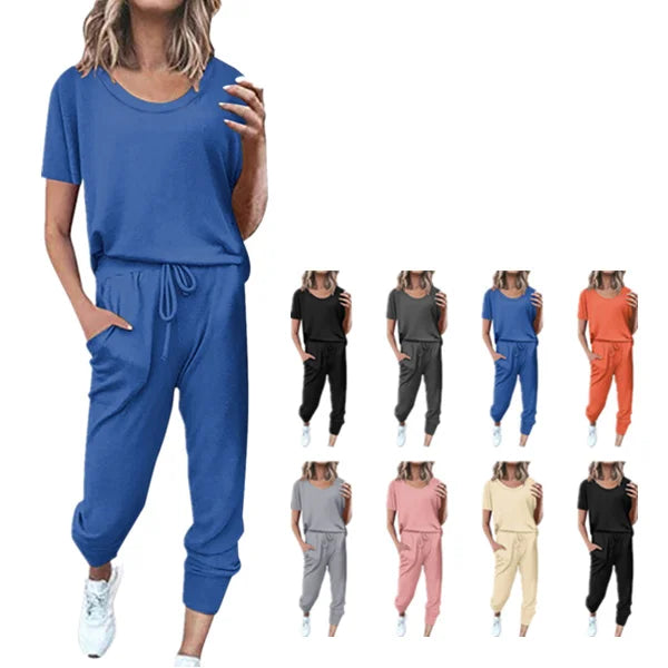 Custom Printed OEM Logo Solid Color Women Leisure Suits Autumn Women's Clothing Home Loose Long Sleeve Leisure Suit
