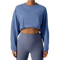 P701 Wholesale Cotton Fitness Sports Pullover Women Leisure Loose Long Sleeve Crop Top Pump Cover