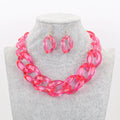 Yiwu Factory Women's Fashion Pop Choker Jelly Jewelry Set Sweet Girl Acrylic Earrings Necklace Chains Plastic Wholesale Price