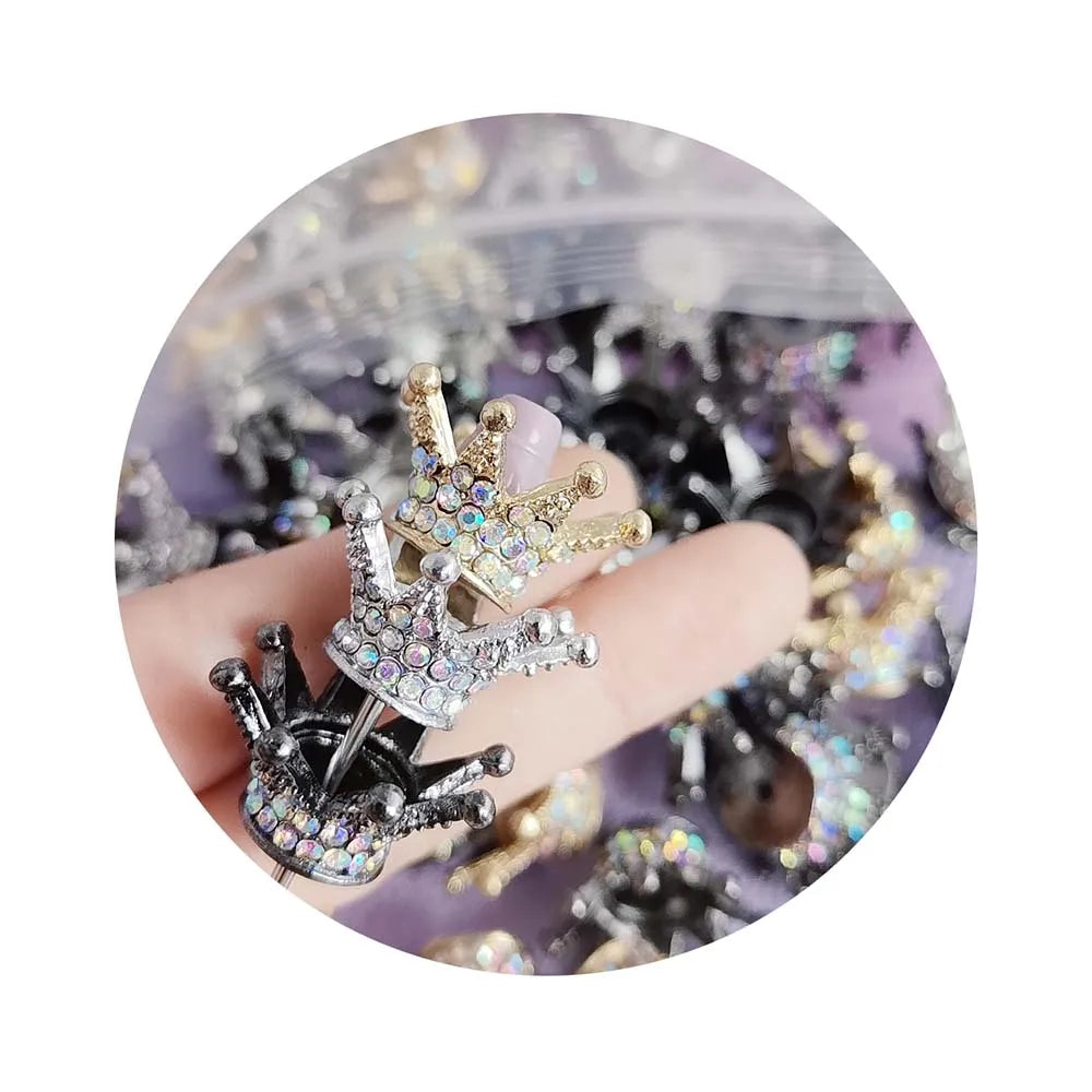 100PCS Shiny Diamond Crown Shape Spacer Beads Pen Beads for Jewelry Making DIY Bracelet Beading Key Chain Accessories