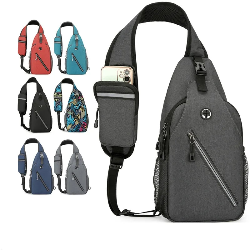 New Men's Chest Bag With USB Large Capacity Single Shoulder Bag Crossbody Fashionable Simple Outdoor Design Bag