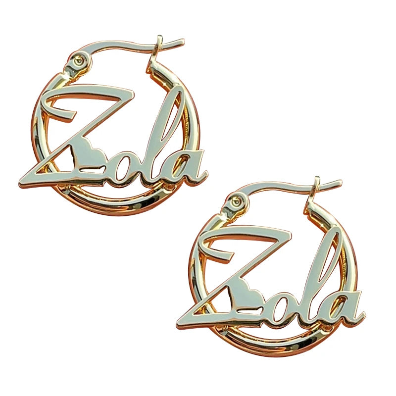 DY Personalized Name Round Hoop Earring Custom Mini Name Hoop Earrings for Women Girls