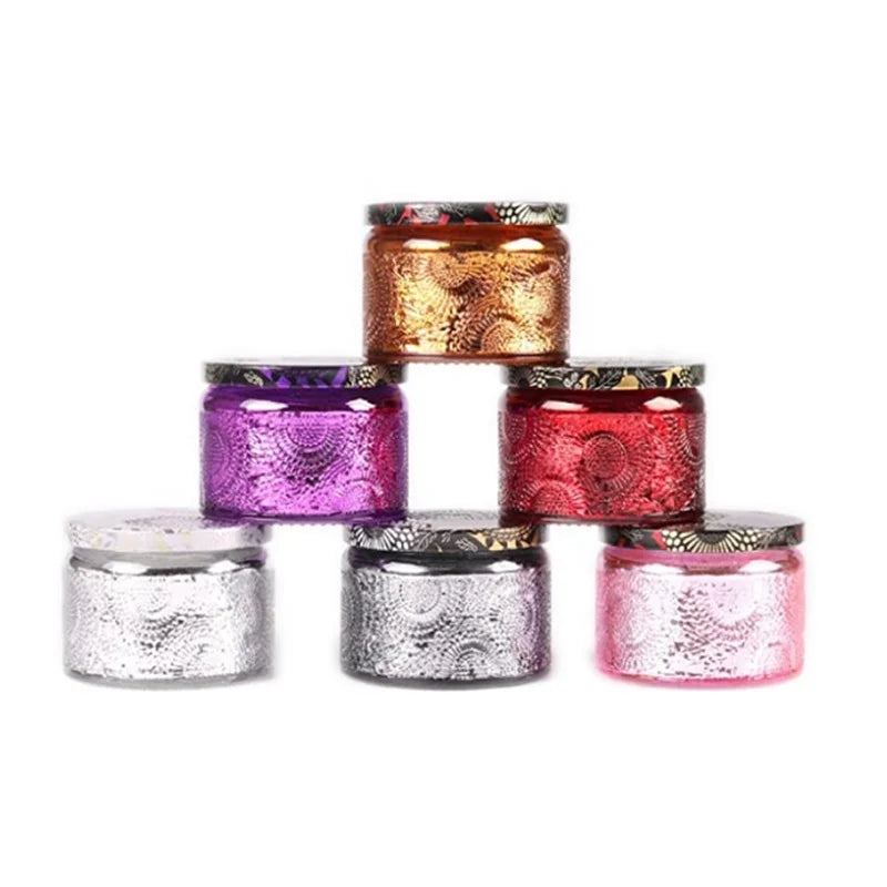 Empty 150ml 5oz Electroplated Gray pink Red White clear Silver Candle Jars with Package Box for Candle Making