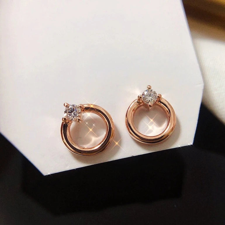 H&F Original 14K Gold Diamond Stud Hoop Earrings Statement Wholesale Earrings for Women