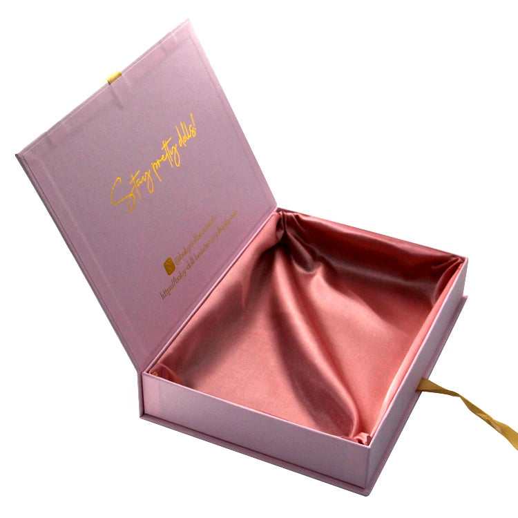 Luxury Customised pink Magnetic Foldable Box Packaging Satin Insert Packaging Boxes for Small Business