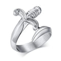 Fashion Jewelry Student Punk Hip Hop Trinket Dagger Ring Color Curved Sword Rings Stainless Steel Men's Fine Jewelry