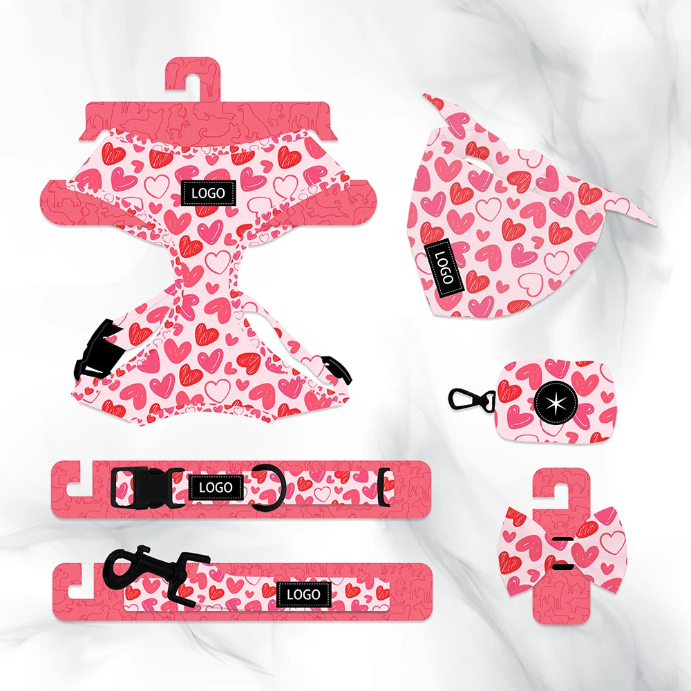 Wholesale Harnesses for Dogs Luxury Dog Collar and Leash Set High Quality Designer Custom  Pet Harness Vest