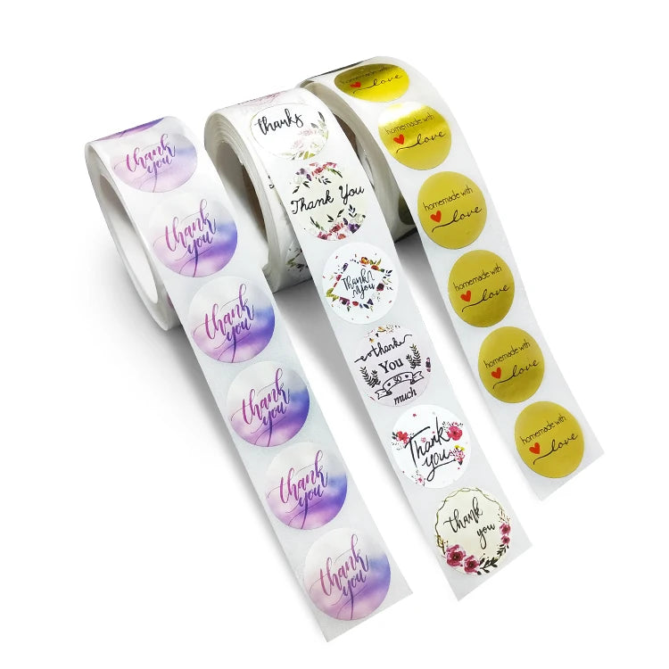 Hot Selling 1.5 Inches 38mm 500pcs Packaging Label Thank You Sticker for Small Business