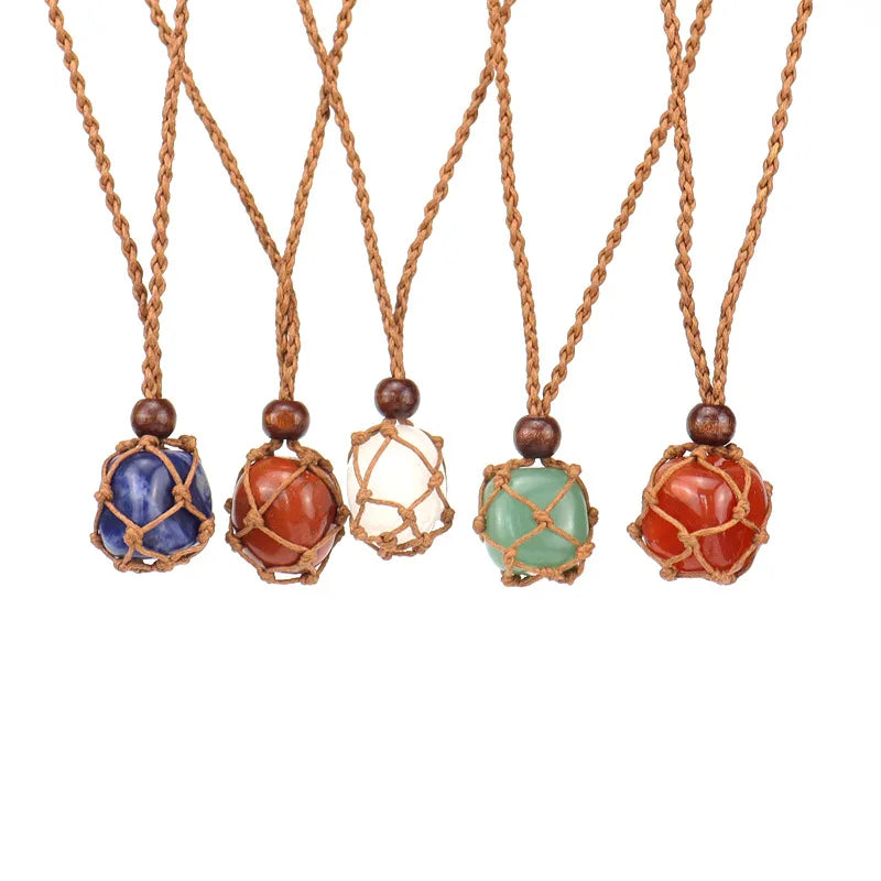 Wholesale Handmade Natural Stone Necklace Fashion Jewelry Healing Crystal Reiki Energy Pendant Necklace for Women Girls