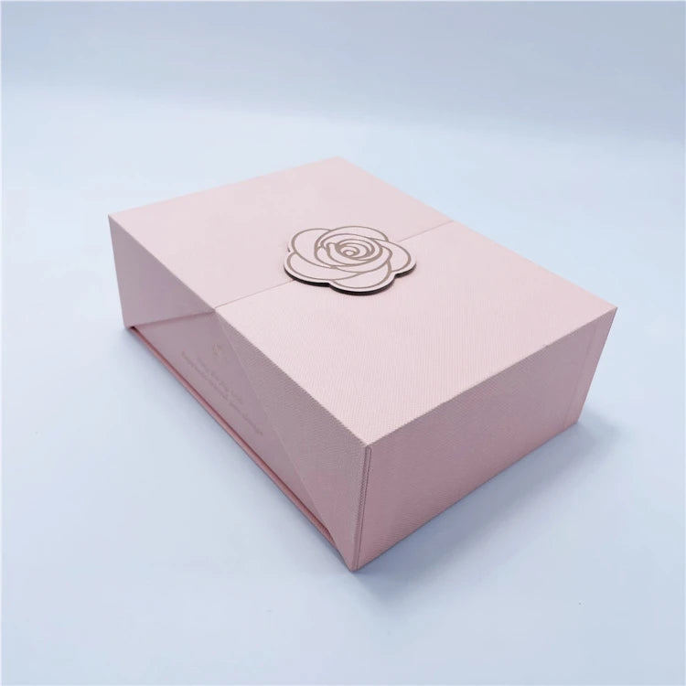 Elegant Recyclable Pink Paper Eyelashes Cosmetics Rose Gift Paper Packaging Cardboard Magnetic Box With Foil Stamping Writing