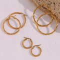 Trendy Square Twisted Hoop Earring 18K Gold Plated Tarnish Free Jewelry 316l Stainless Steel Earrings