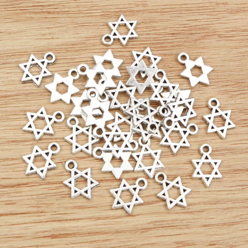 50pcs/lot 12x9mm Antique Silver Plated Five-Pointed Star Handmade Charms Pendant DIY Jewelry Findings for Bracelet Necklace