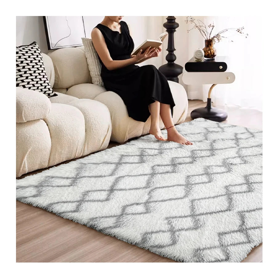 Fluffy Carpet Modern Long Pile PV Fur Shaggy Area Rug for Living Room and Bedroom MegaBDM