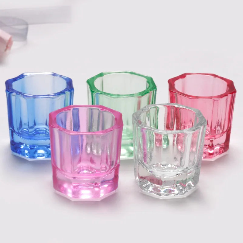 Colorful Glass Crystal Matte Dish Cup Acrylic Liquid Powder Glass Dappen Dish for Nail Art Use Dappen Dish Cup