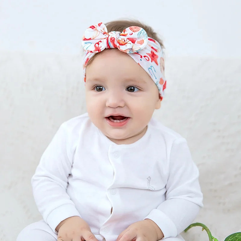 Wholesale Cheap Pattern Printed Hair Bow Baby Headband Knot Headwrap Newborn Infant Toddler Hair Wide Elastic Head Wraps