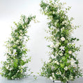 Manufacturer Price White Horn Indoor and Outdoor Decoration Green Artificial Background Flowers Summer Garden Wedding Arch