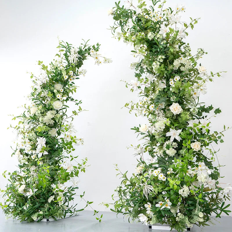 Manufacturer Price White Horn Indoor and Outdoor Decoration Green Artificial Background Flowers Summer Garden Wedding Arch