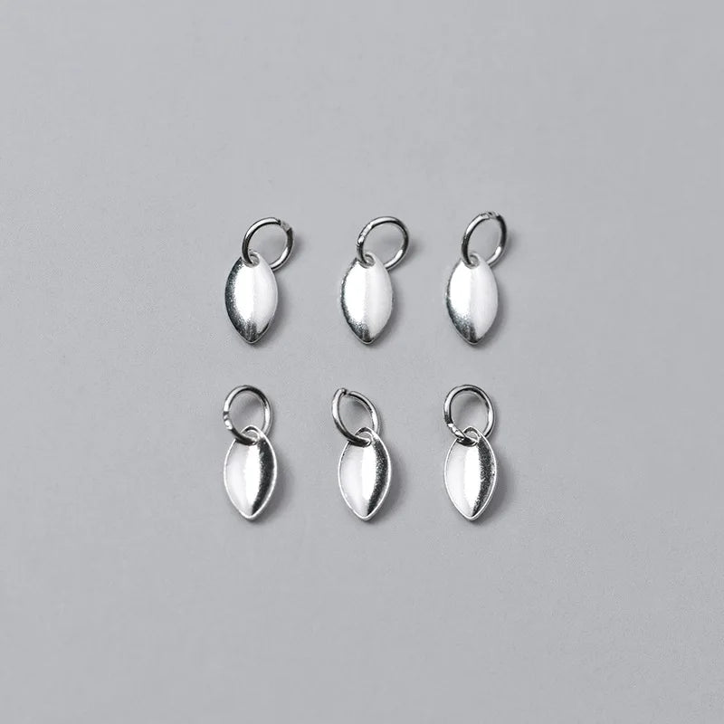 5.5*3mm Tiny Oval Slice Pendant Simple 925 Sterling Silver Flat Oval Charms for Jewellery Making