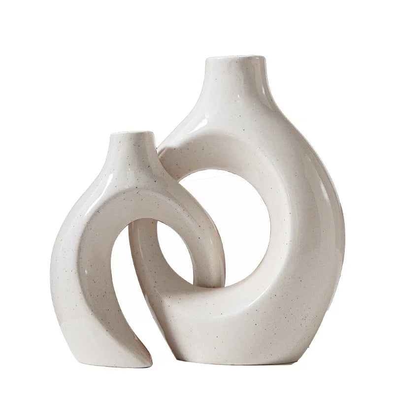 Nordic Style Irregular Ceramic Vases Creative Circle Snuggling Candle Holders Flower Utensils for Home Furnishings Living Room