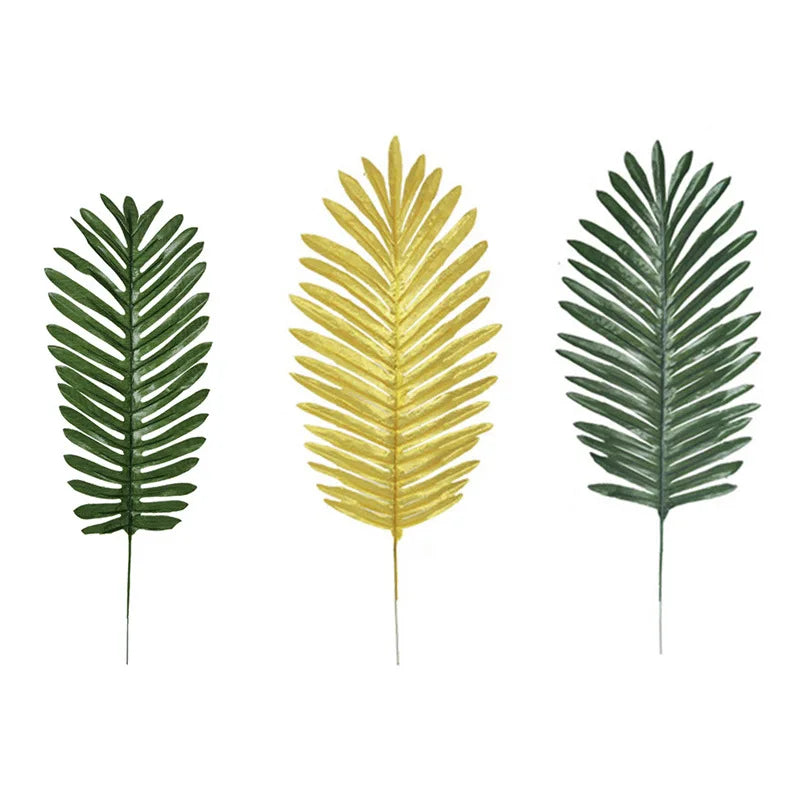 Artificial Tropical Plant Leaf Decoration Imitation Faux Palm Leaves with Stems for Wedding Home Decoration Flower Arrangement