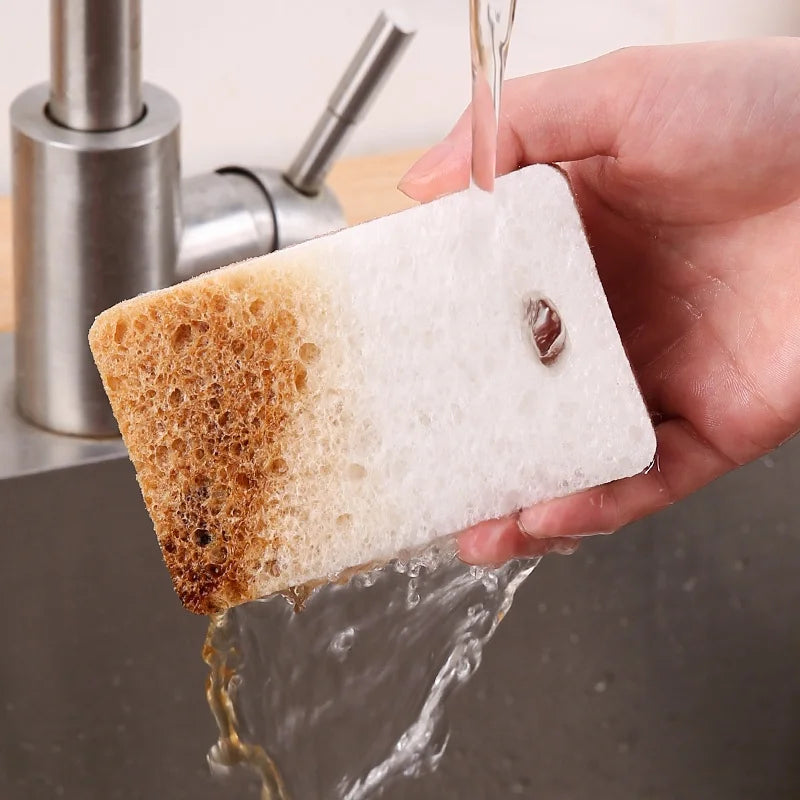 Woxin Biodegradable Natural Sisal Kitchen Sponge Compostable Cellulose Scrubber Scouring Pad Super Water Absorption Dual-Sided
