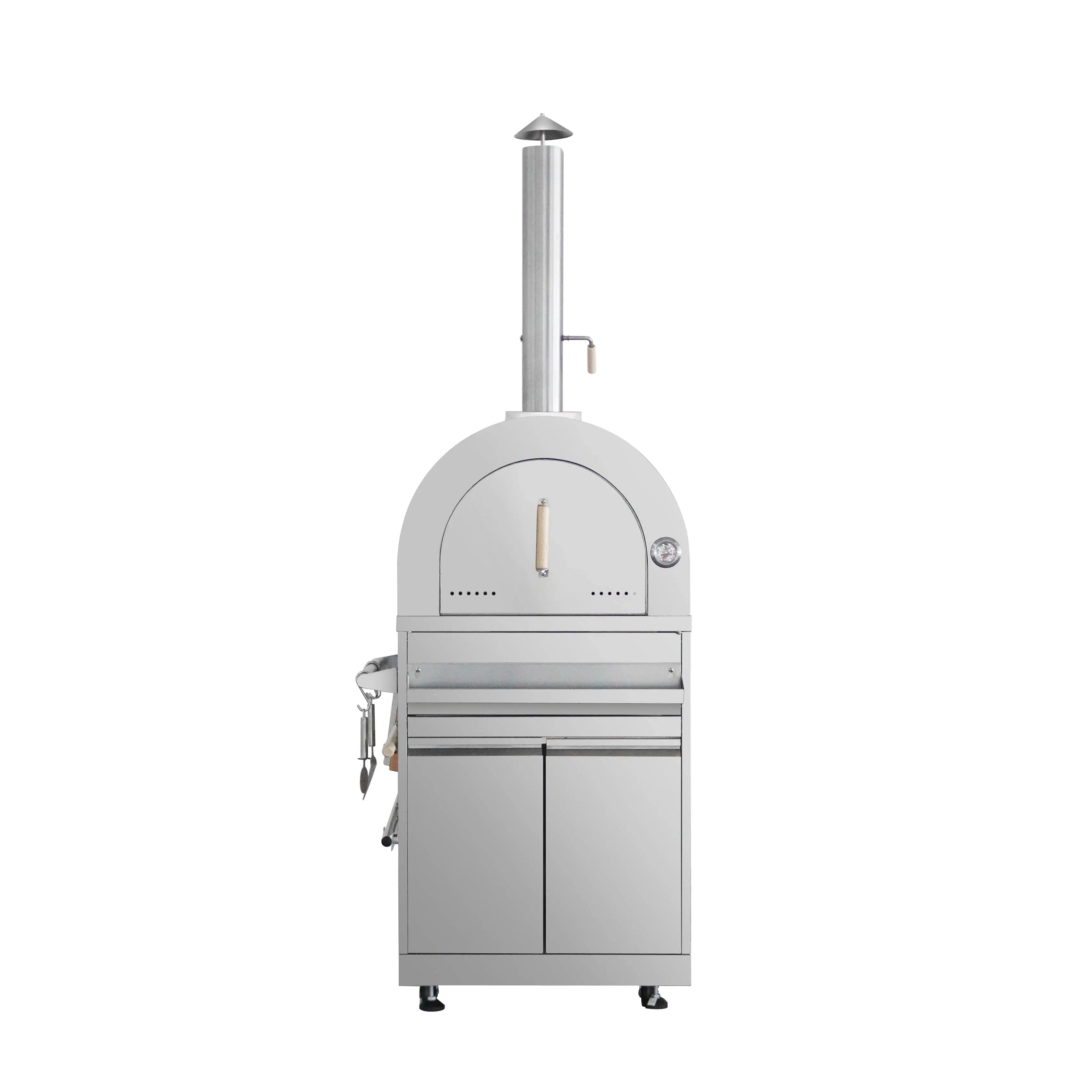 Hyxion Premium Stainless Steel Wood Fuel Pizza Oven with Bottom Cabin Featuring Style and Durability
