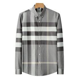 Pure Cotton Plaid Long Sleeved Shirt for Men Classic Casual Business Men's Shirt Wholesale of Customized 100% Cotton Shirts