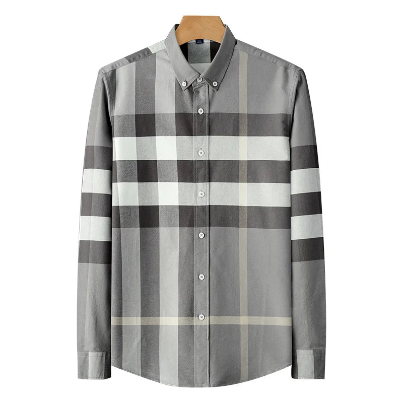 Pure Cotton Plaid Long Sleeved Shirt for Men Classic Casual Business Men's Shirt Wholesale of Customized 100% Cotton Shirts