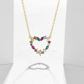 Nagosa Original Design 925 Sterling Silver Jewelry Gold Vermeil rainbow Zirconia Heart Necklace