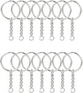 Split Key Ring with Chain Silver Color Metal Split Key Chain Ring Parts with Open Jump Ring and Connector