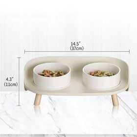 Luxury Durable Ceramic Pet Feeder Dog Food Bowl Small Size Custom Wood Anti-Corrosion Sanitary Easy Cleaning for Cats