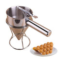 Commercial Metal Stainless Steel Tool Cake Batter Funnel with Leakage Cone Bracket for Home Baking and Restaurants