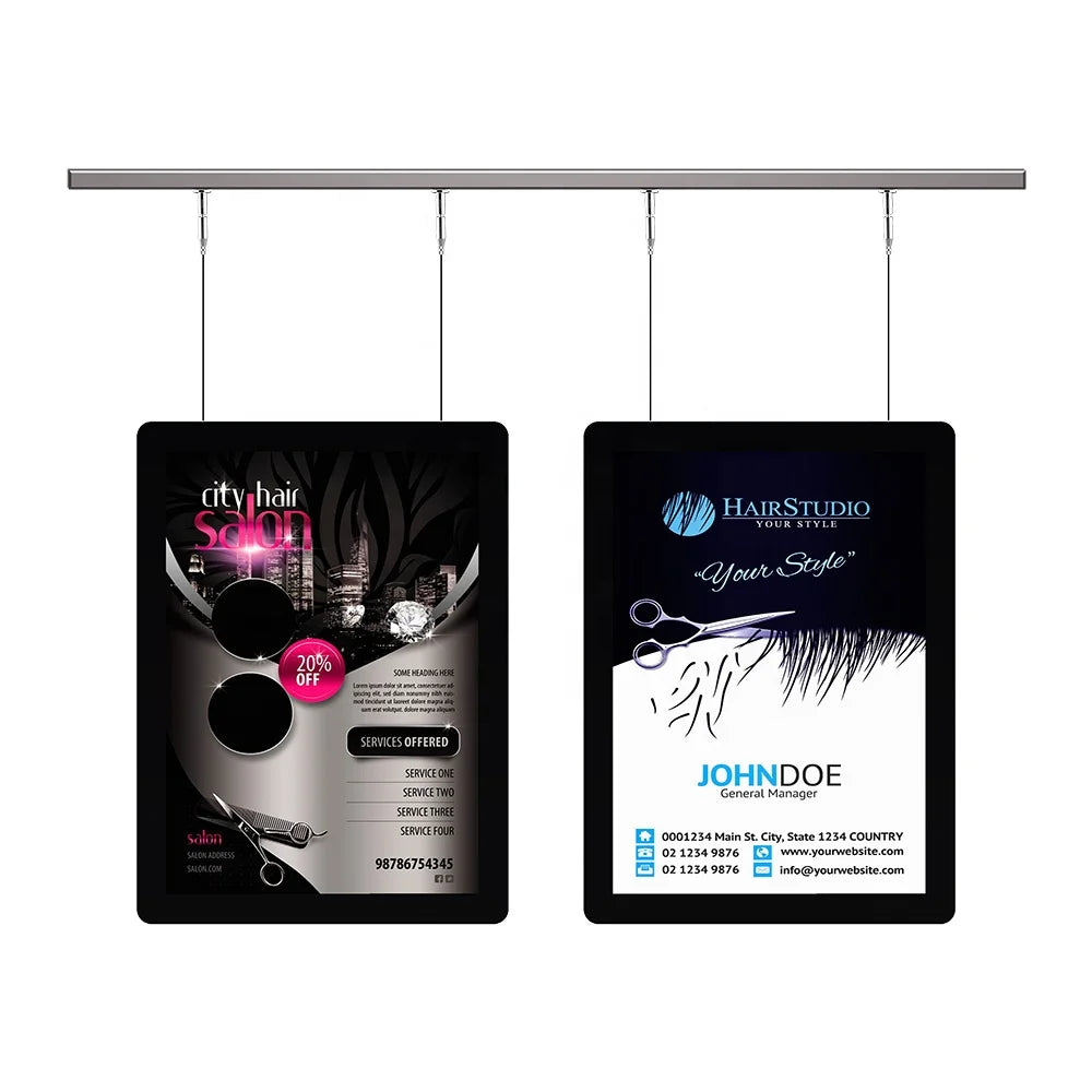 Rectangle Super Clear Acrylic Shop Retail Store Publicity Posters Frame Led Sign Board Window Hanging Hair Salon Display