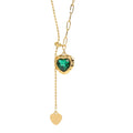 European Popular 18K Gold Plated Cubic Zircon Heart Pendant Necklace No Fade Stainless Steel Crystal Heart Necklace