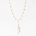 Clioro Women's Trendy Y-Shape Stainless Steel Necklace with Gold Plated Waterproof Oval Disc Shaped Pendant