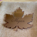 Diy Creative Leaf Shape Acrylic Name Tag Custom Logo Gold Mirror Acrylic Labels Luxury Wedding Party Acrylic Tags