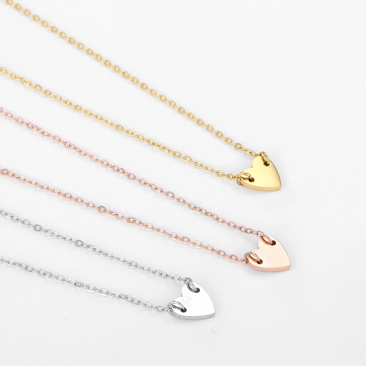 Chihang Customized Logo Silver Minimalist Jewelry 316L Stainless Steel 7MM Heart Necklace for Women Valentine Gifts