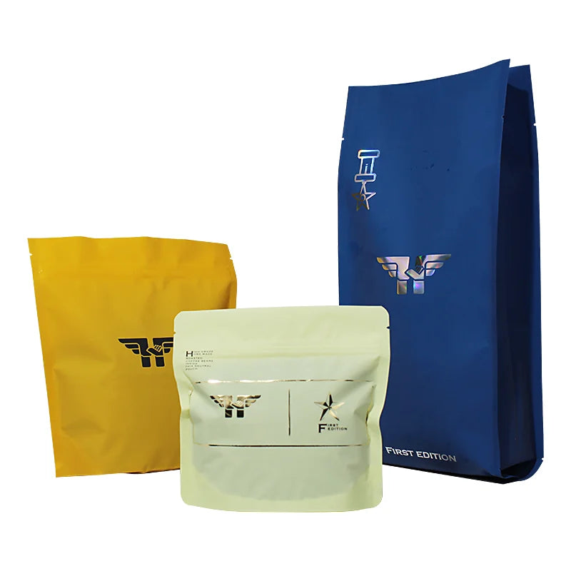 Wholesale Custom Printed Digital Printing Sealable Mylar Soft Touch Empty Coffee Packaging Bags Valve Zipper Customized Size