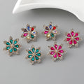 New Arrived Crystal Snowflake Large Earrings Women Colorful Rhinestone Snowflake Stud Earrings for Gift