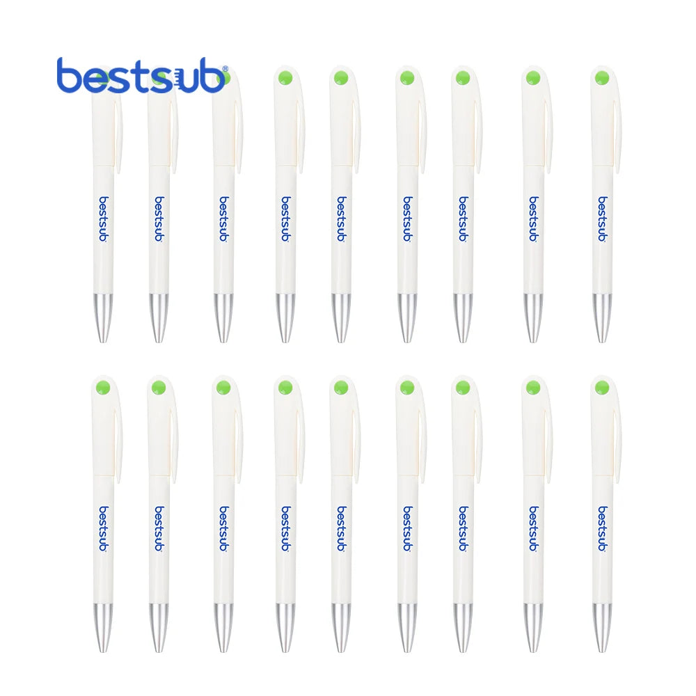 BestSub Wholesale Custom Sublimation Banks Pen Press Office School Pen White 1 Color Printing for Students