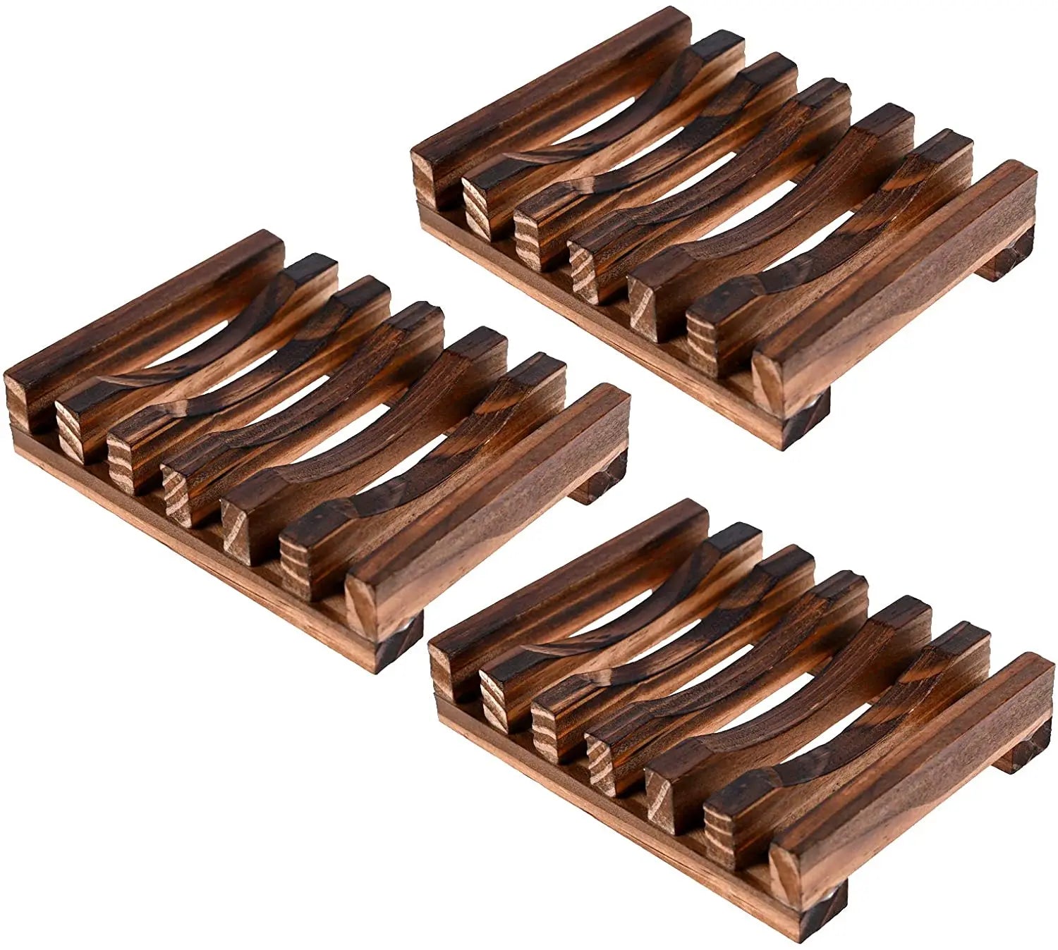 Natural Bamboo Wood Soap Dish Holder Bathroom Soap Tray Shower Soap Holder