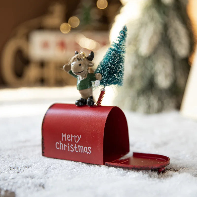 Christmas Santa Mail Box Iron Painting Decorative Pendant Holiday Decorations