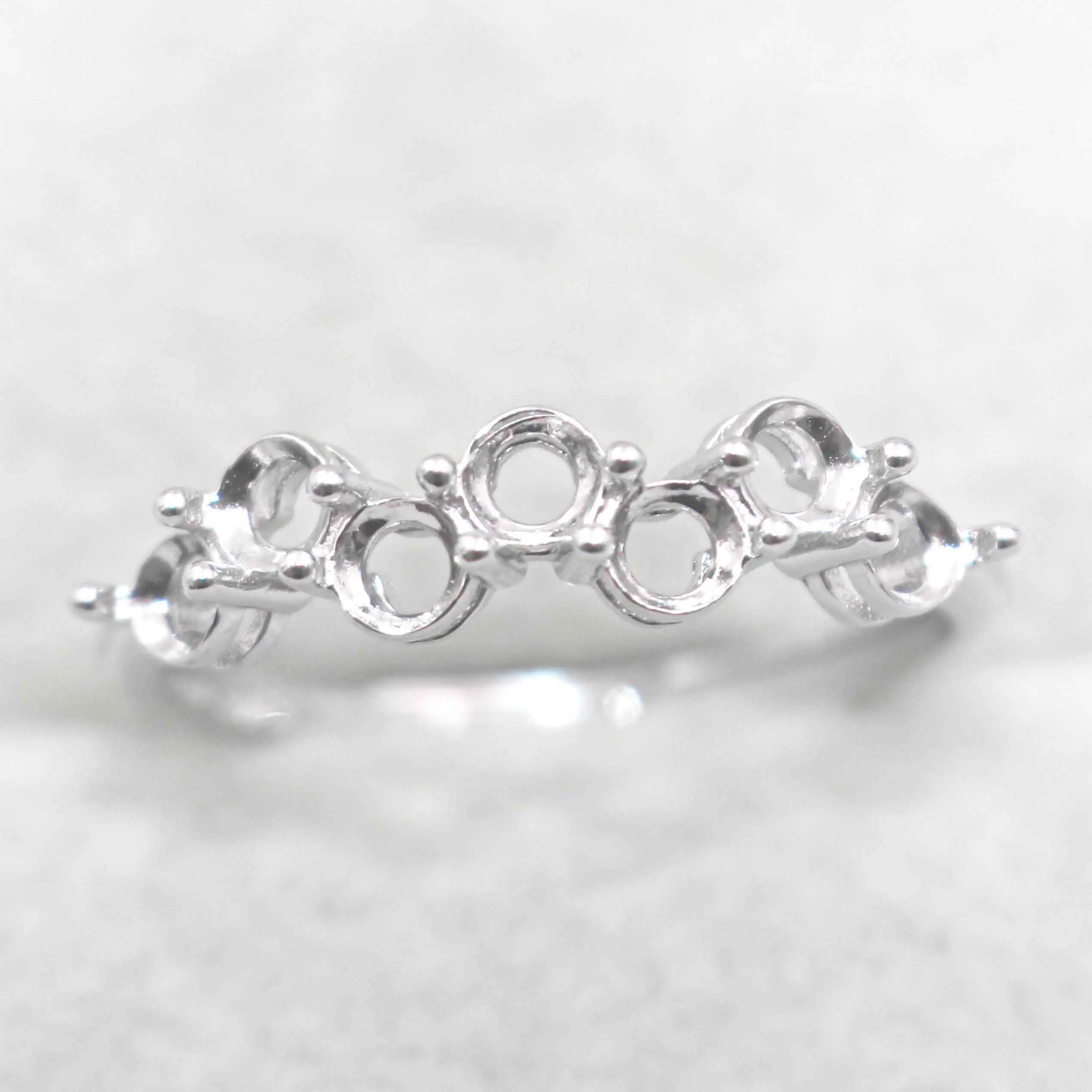 Sterling Silver 3*3mm Semi Mount Ring Empty Frame Blank Support Claw Setting S925 Base Holder Without Center Stone for Inlay DIY